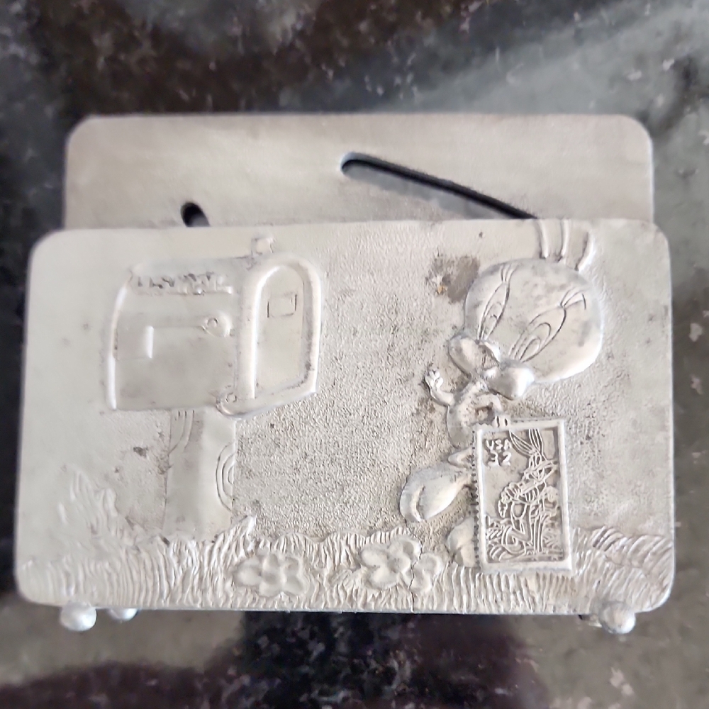 USPS Pewter Tweety Decorative Mail Holder. Vinatge 1997.
